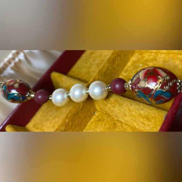 Estate, hand painted bead necklace. Beautifully crafted. Vintage - Picture 14 of 16